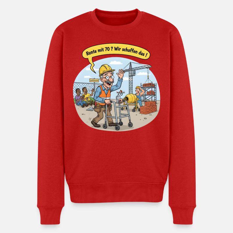 Rente mit 70 ? - Männer Premium Bio Pullover - Rot
