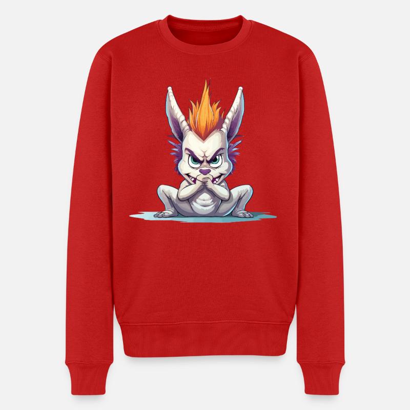 Wütendes Mohawk Häschen - Männer Premium Bio Pullover - Rot