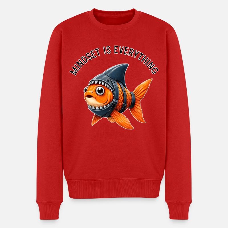 Mindset Fisch – Sei der Hai - Männer Premium Bio Pullover - Rot