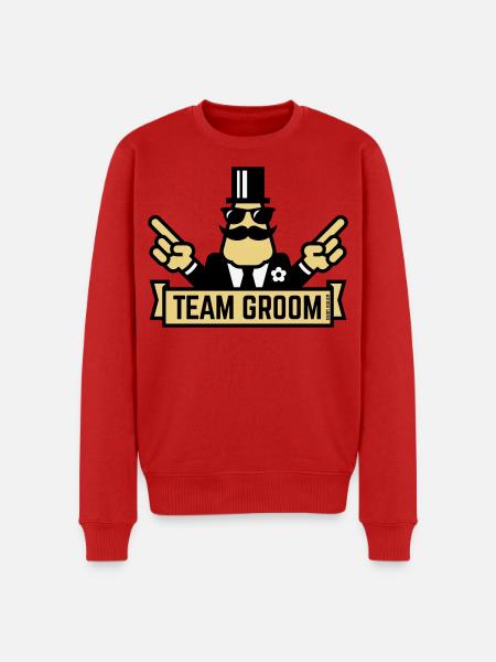 Team Groom (Pointing Stag Night Bachelor Party 3C) - Men's Premium Organic Jumper - red