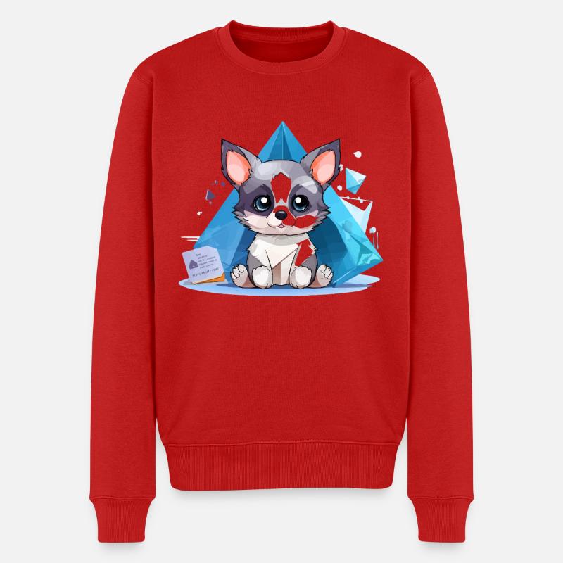 Kristallhündchen im Eisstil - Männer Premium Bio Pullover - Rot