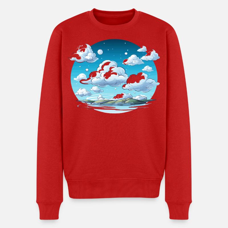 Nuages célestes au-dessus de l’archipel - Pull Premium bio Homme - rouge