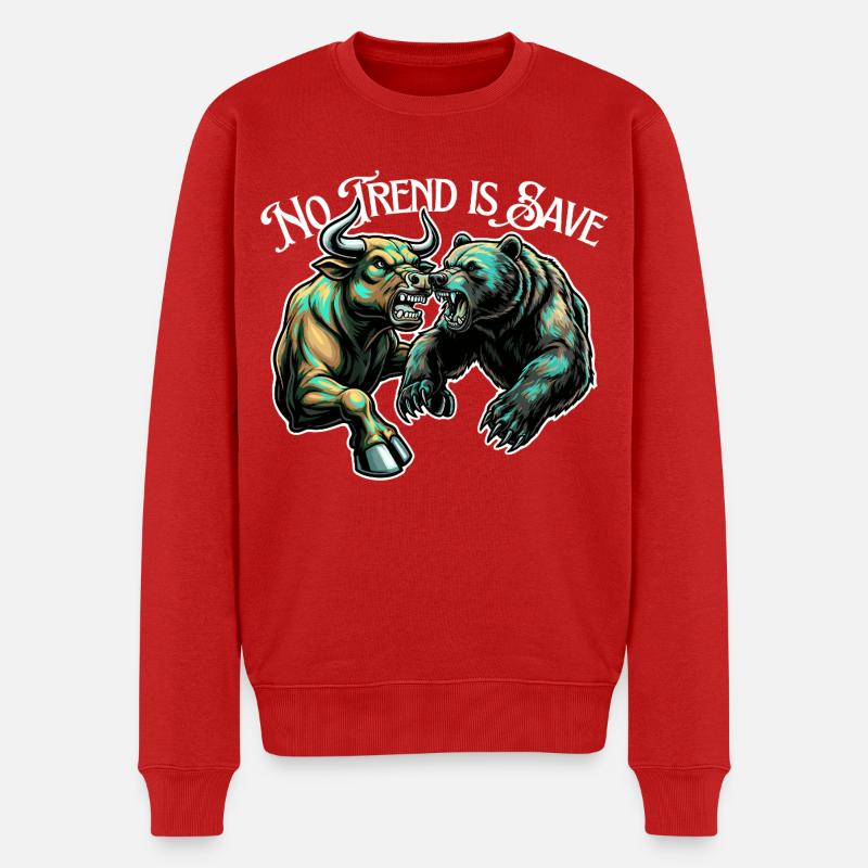 Kein Trend Ist Sicher: Bulle vs Bär - Männer Premium Bio Pullover - Rot