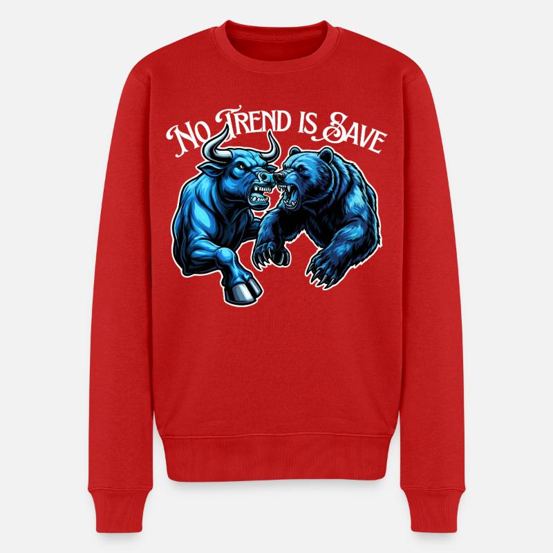 Stier vs Bär im Trend - Männer Premium Bio Pullover - Rot