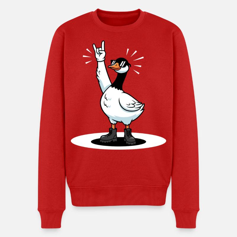 Gans Rock Musik Fan Geschenkidee - Männer Premium Bio Pullover - Rot