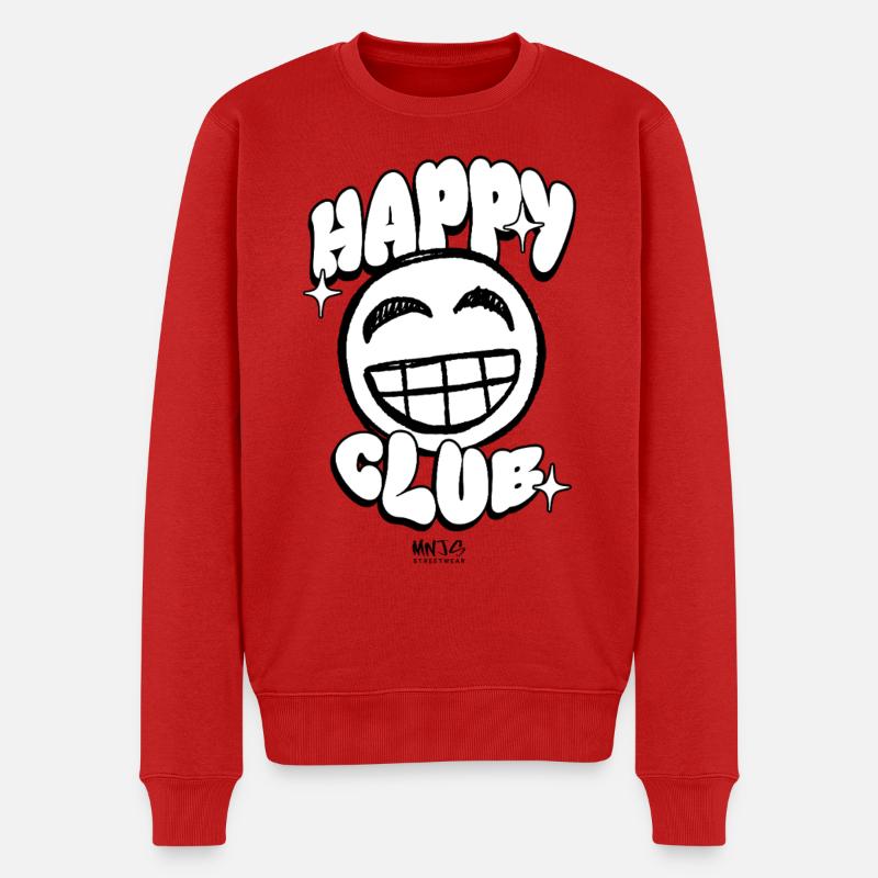 Lachendes Smile Glücksdesign - Männer Premium Bio Pullover - Rot