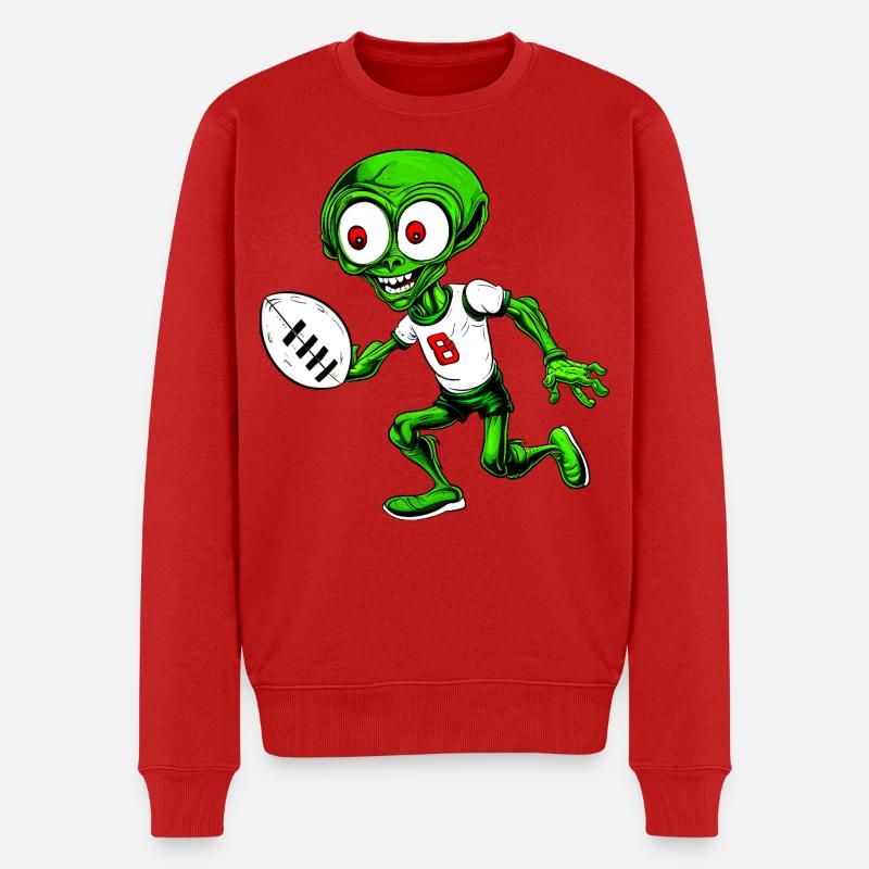 Rugbyspieler Alien - Männer Premium Bio Pullover - Rot