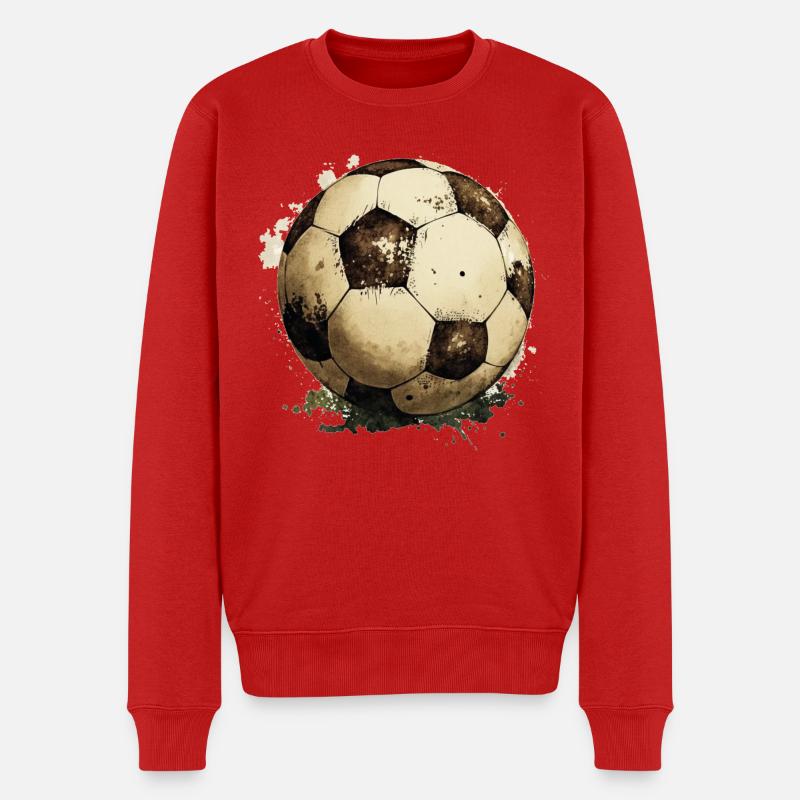 Fußball Ball - Männer Premium Bio Pullover - Rot