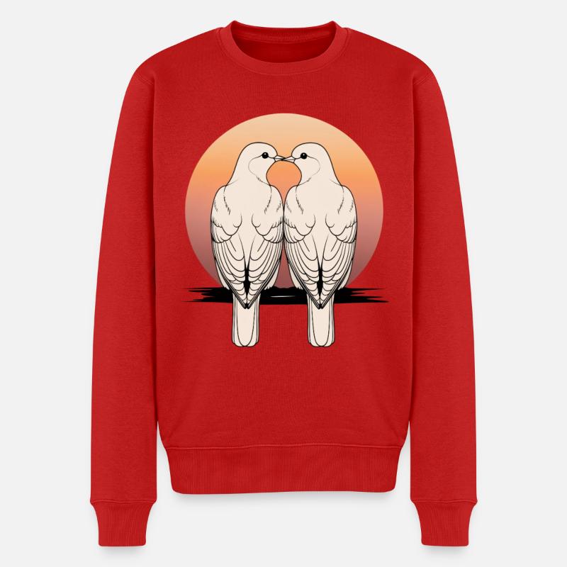 Taubenherz im Sonnenuntergang - Männer Premium Bio Pullover - Rot