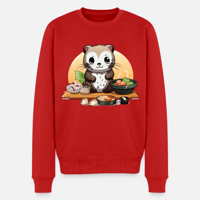 Otter Sushi Fest - Männer Premium Bio Pullover - Rot