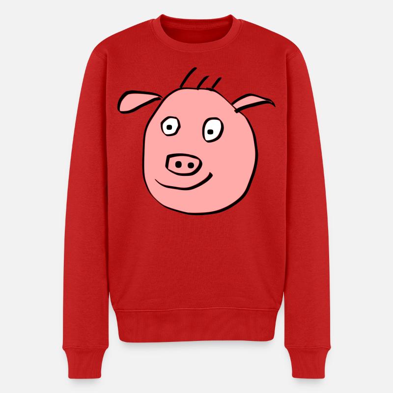 Visage de cochon mignon - Pull Premium bio Homme - rouge