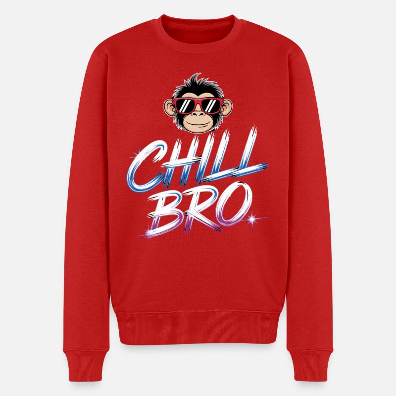 Chill Bro Monkey - Männer Premium Bio Pullover - Rot