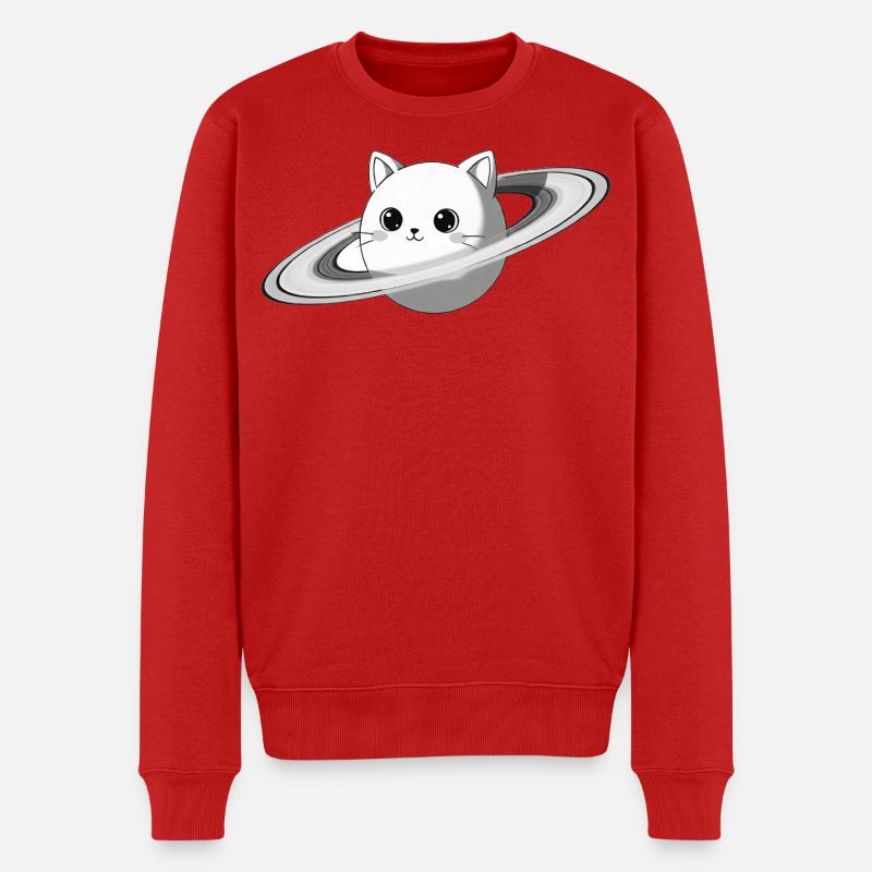 Saturn-Katze - Männer Premium Bio Pullover - Rot