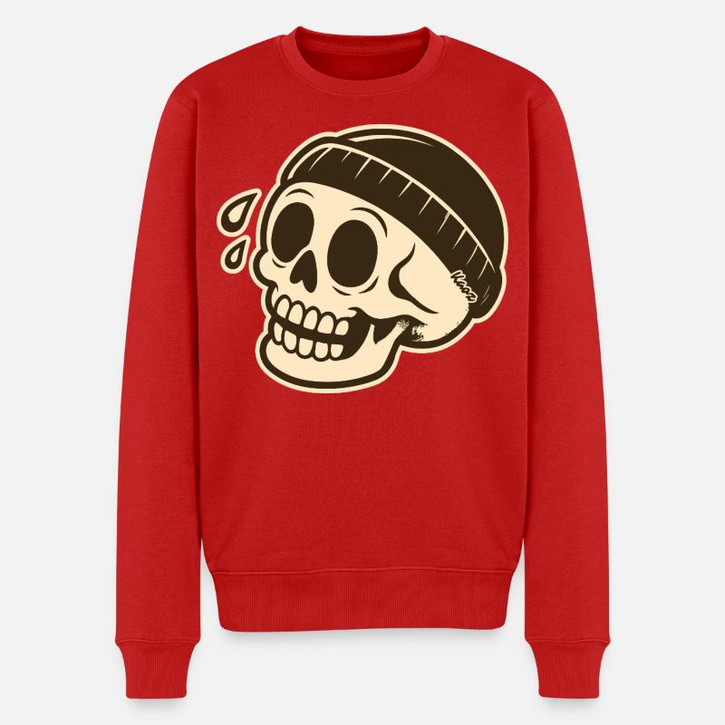 Crâne avec design de casquette - Pull Premium bio Homme - rouge