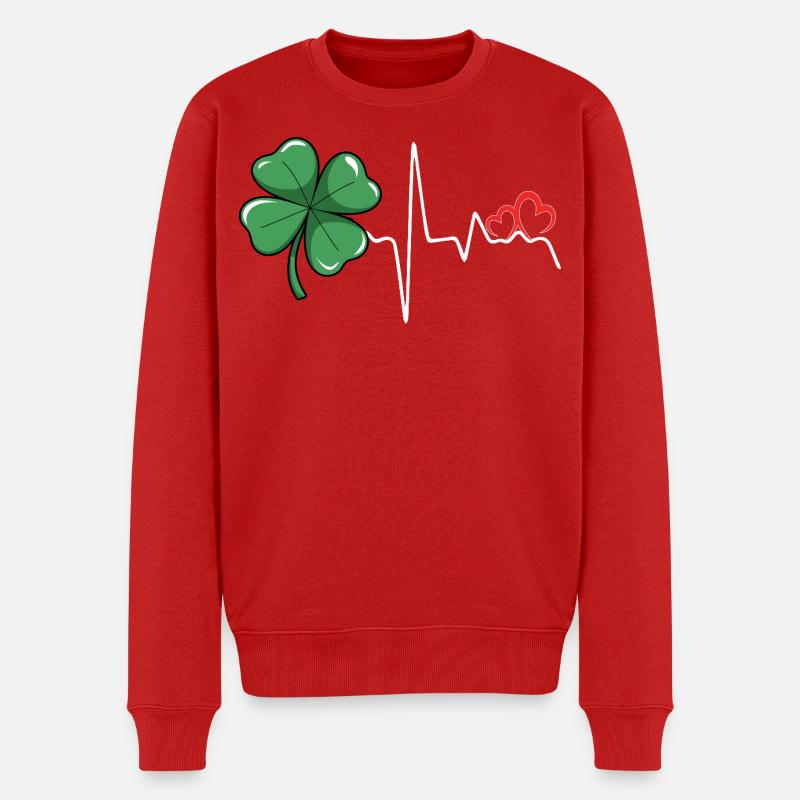 Kleeherz Rhythmus - Männer Premium Bio Pullover - Rot