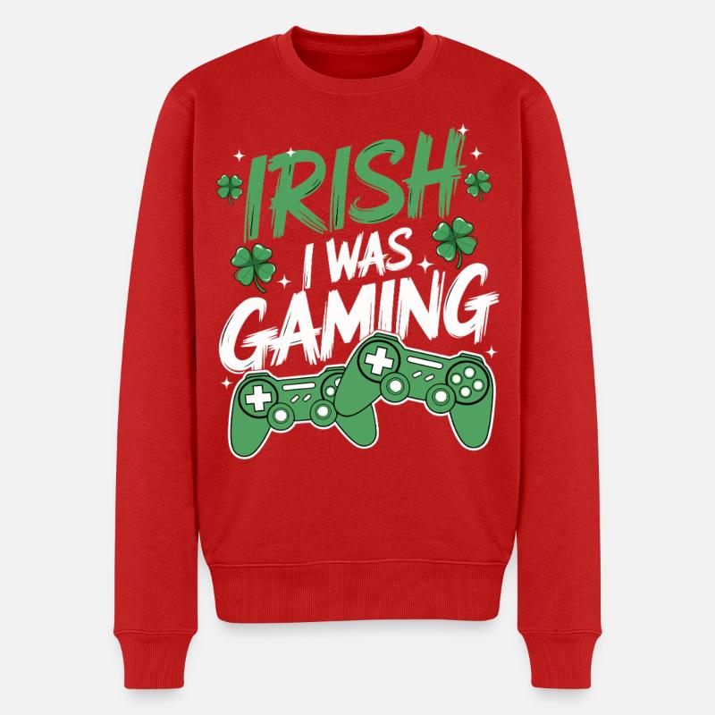 Irischer Gaming-Style - Männer Premium Bio Pullover - Rot
