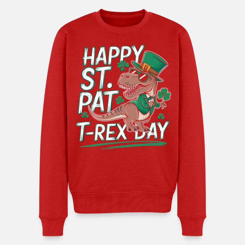 Chapeau de T-Rex de Saint-Patrick - Pull Premium bio Homme - rouge