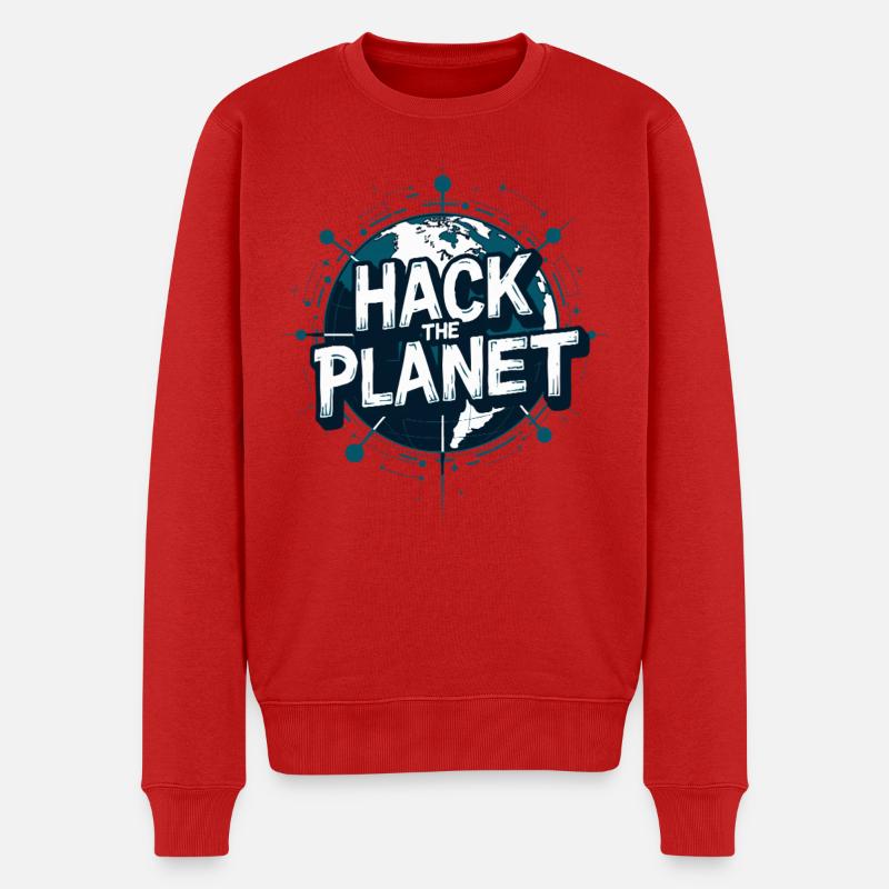 Globus Hack Motiv – Planetärer Techstil - Männer Premium Bio Pullover - Rot