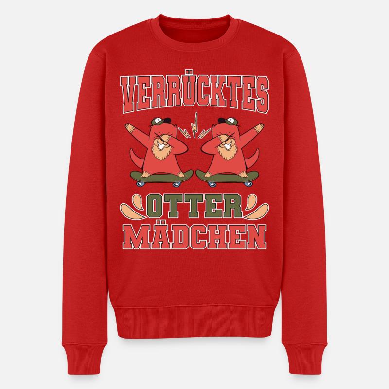 Verrücktes Otter Mädchen - Männer Premium Bio Pullover - Rot