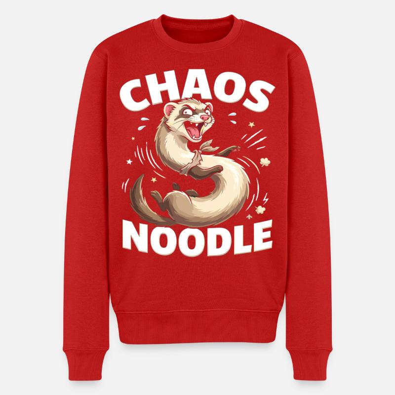 Chaos Noodle Frettchen Cartoon - Männer Premium Bio Pullover - Rot