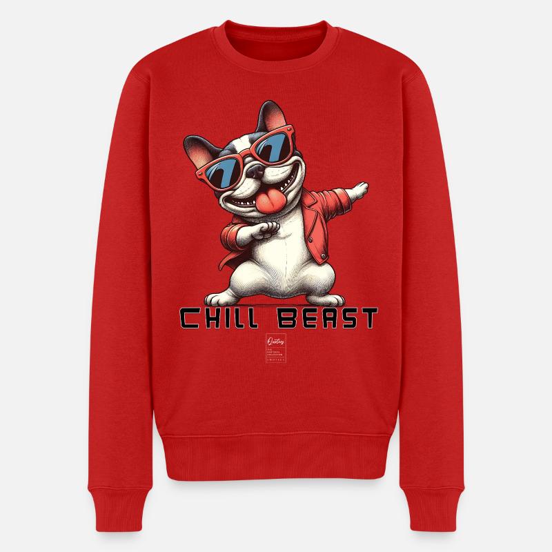 Chill Beast Bulldog - Männer Premium Bio Pullover - Rot