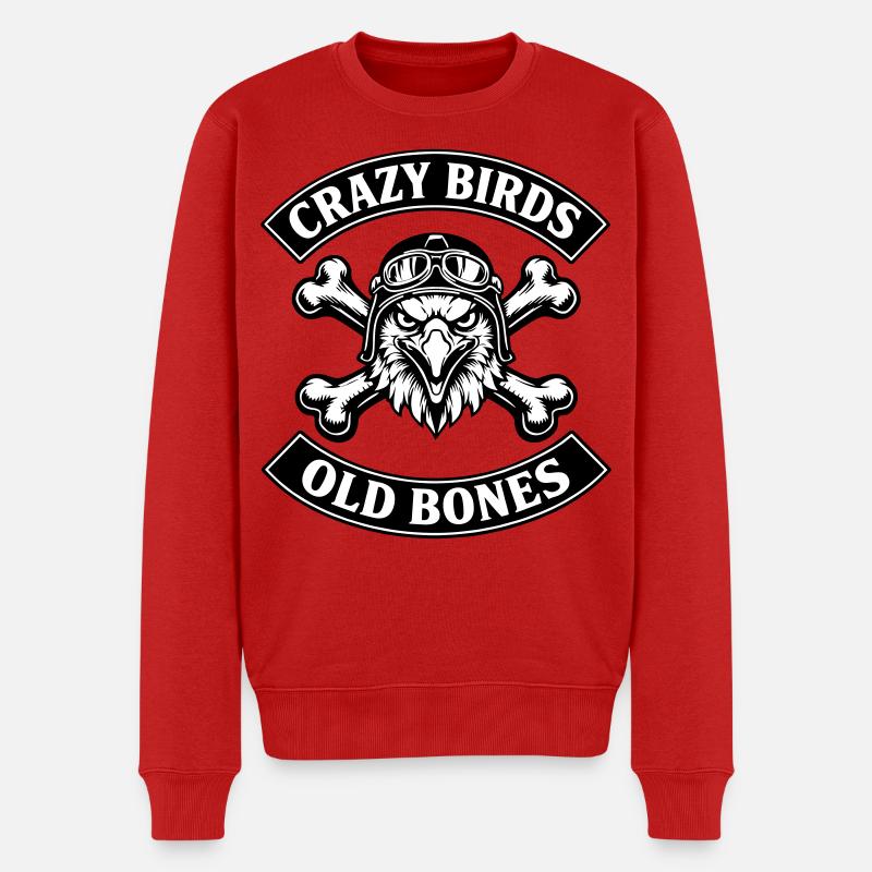 Crazy Birds - Old Bones - Männer Premium Bio Pullover - Rot