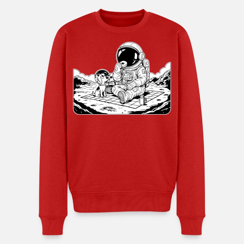 Astronauten-Picknick-Donut-Hund - Männer Premium Bio Pullover - Rot
