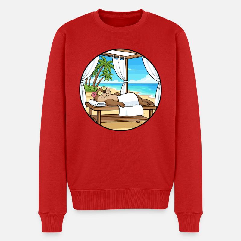 Strand-Spa Otter-Tier-Entspannungskunst - Männer Premium Bio Pullover - Rot