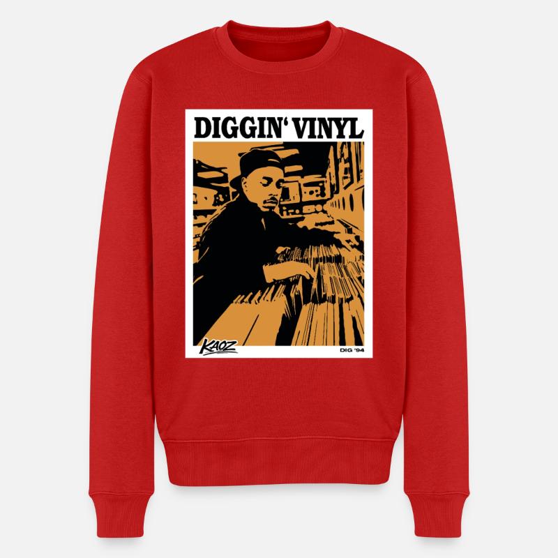 Vinyl Schallplatten Poster 94 - Männer Premium Bio Pullover - Rot