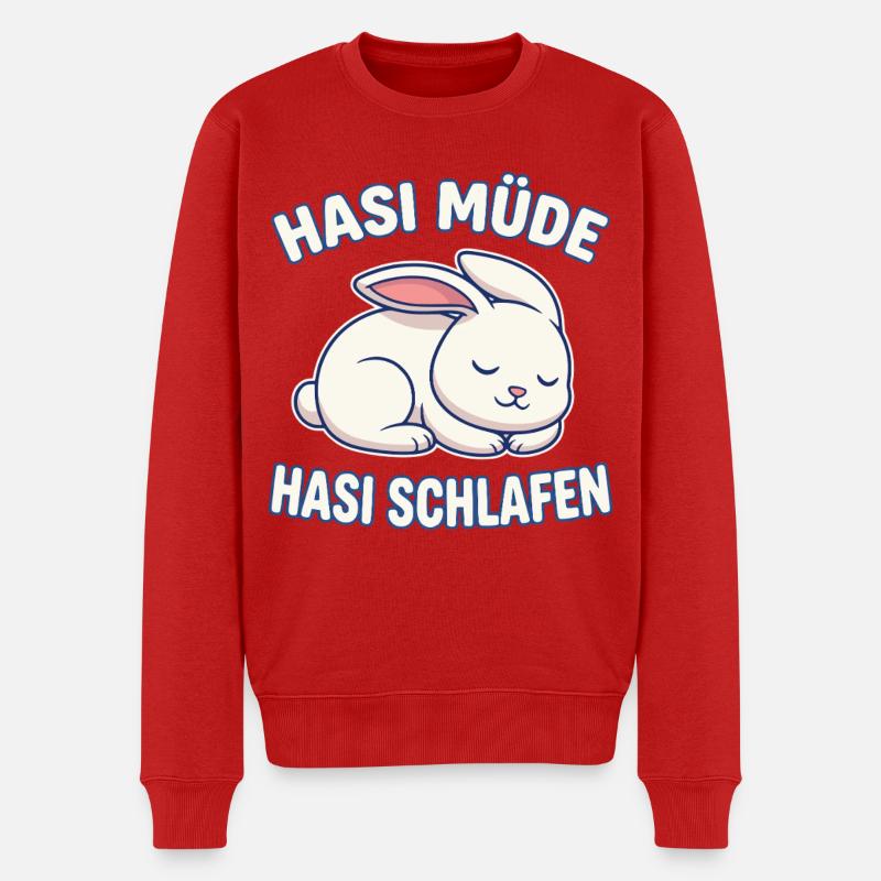 Lapin fatigué Lapin endormi - Pull Premium bio Homme - rouge