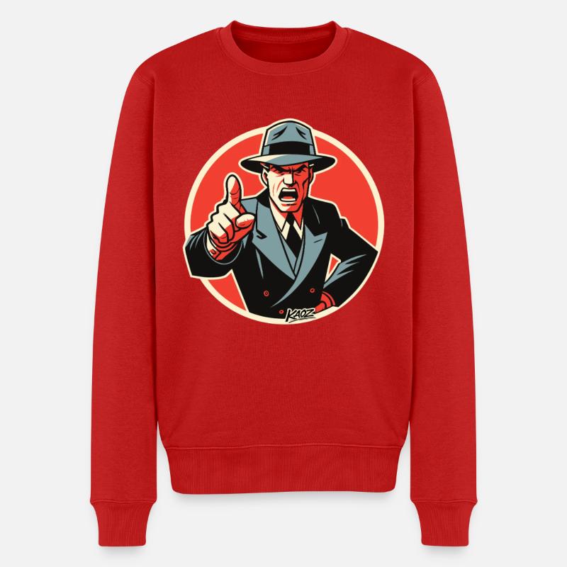 Retro-Noir-Mobster-Typ zeigt auf - Männer Premium Bio Pullover - Rot