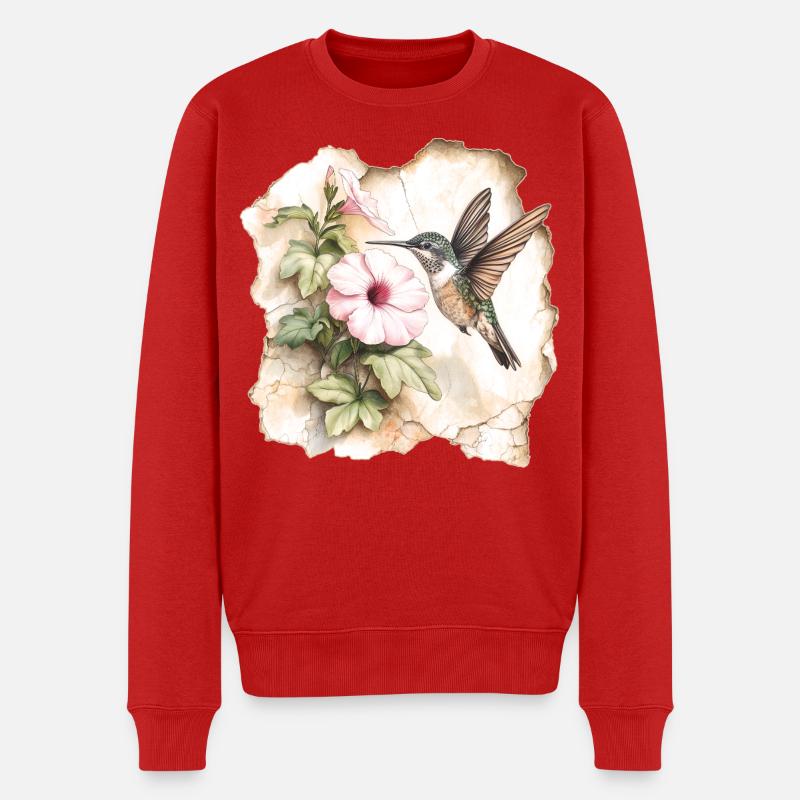 Colibri avec fleur - Pull Premium bio Homme - rouge