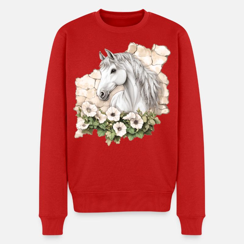 Pferd - Männer Premium Bio Pullover - Rot
