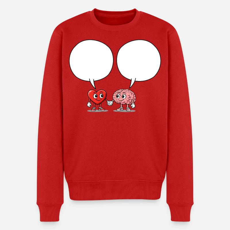 Herz_und_Gehirn_Sprechblase_Liebe - Männer Premium Bio Pullover - Rot