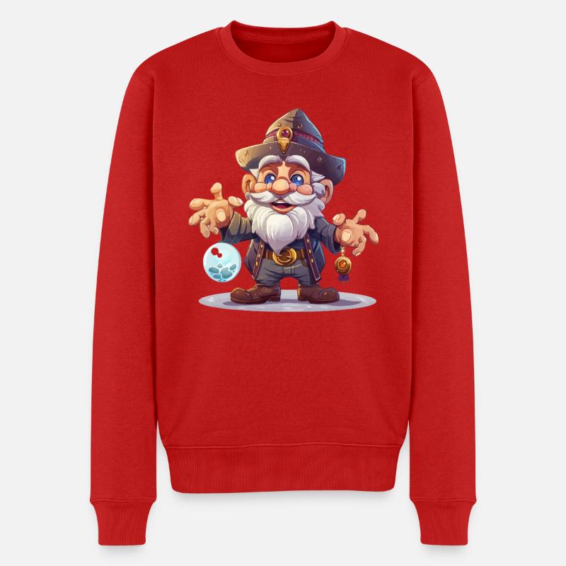Wichtel-Zauberwald Leuchtkugel-Magier - Männer Premium Bio Pullover - Rot