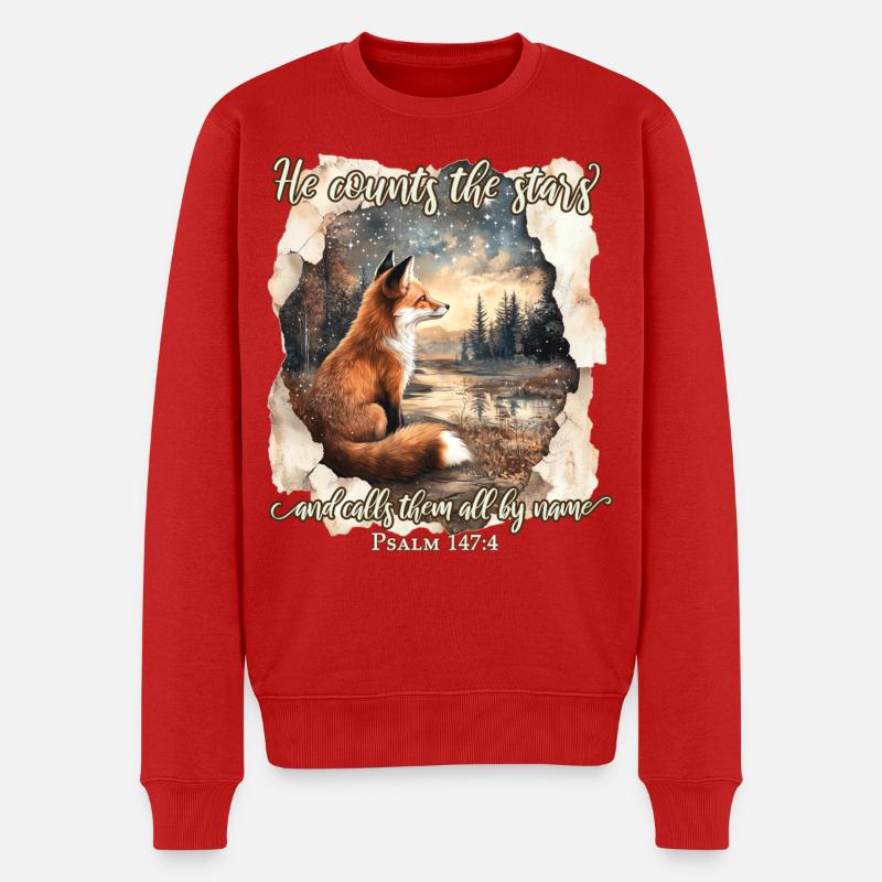 Christliches Zitat Bibelvers Fuchs - Männer Premium Bio Pullover - Rot