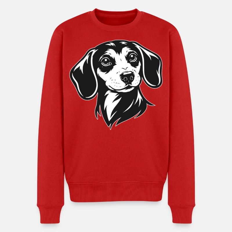 Dackel Portrait - Männer Premium Bio Pullover - Rot