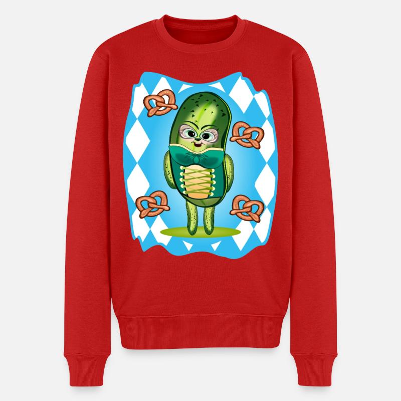 Bayern Brezel Gewürzgurken - Männer Premium Bio Pullover - Rot