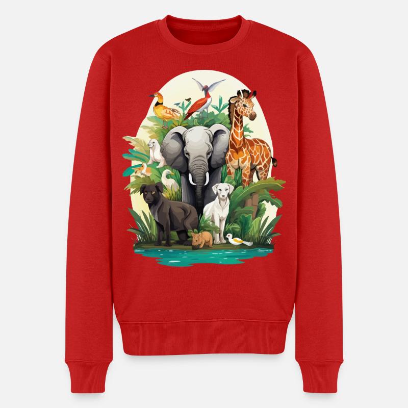 Tierwelt Dschungeltraum - Männer Premium Bio Pullover - Rot
