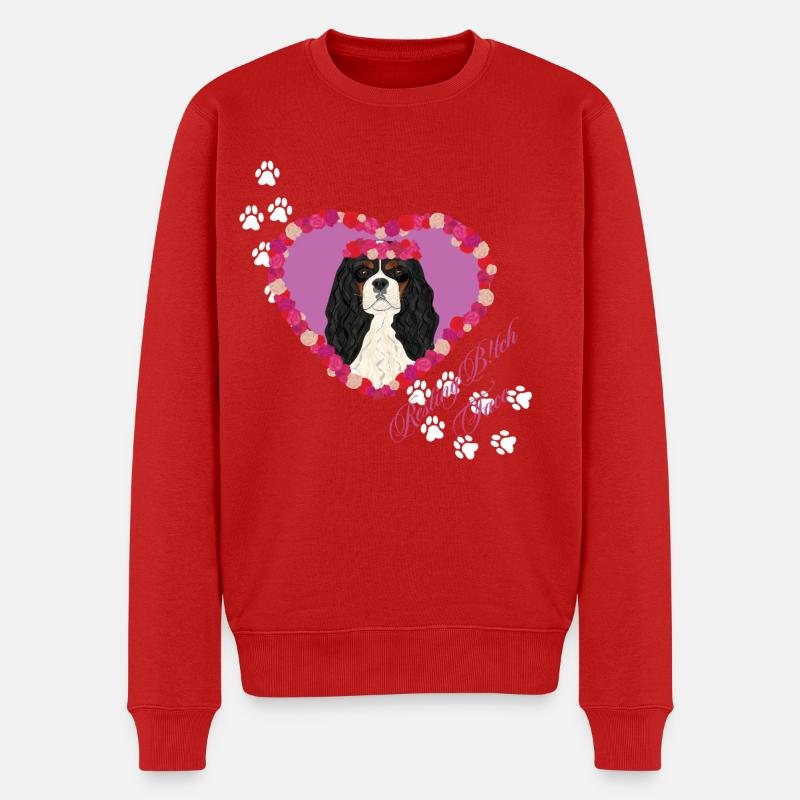 Ruhende B!tch Face Cavalier King - Männer Premium Bio Pullover - Rot