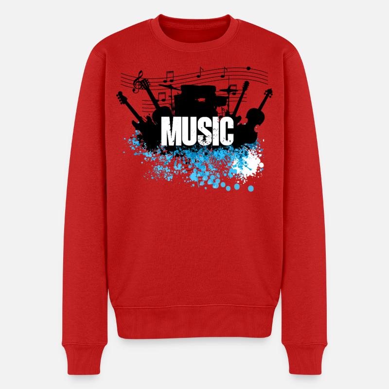 Music Splash Grunge-Typografie - Männer Premium Bio Pullover - Rot