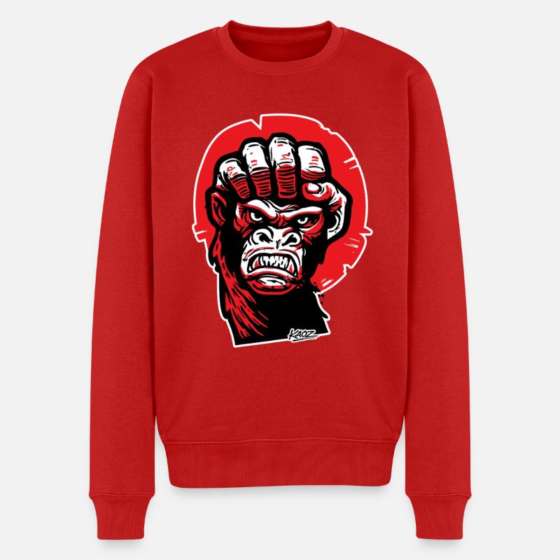 Crimson Gorilla Faust-Kunst - Männer Premium Bio Pullover - Rot