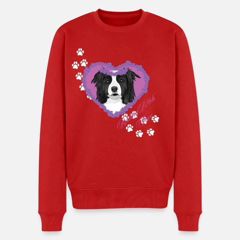 Ruhende B!tch Face Border Collie - Männer Premium Bio Pullover - Rot