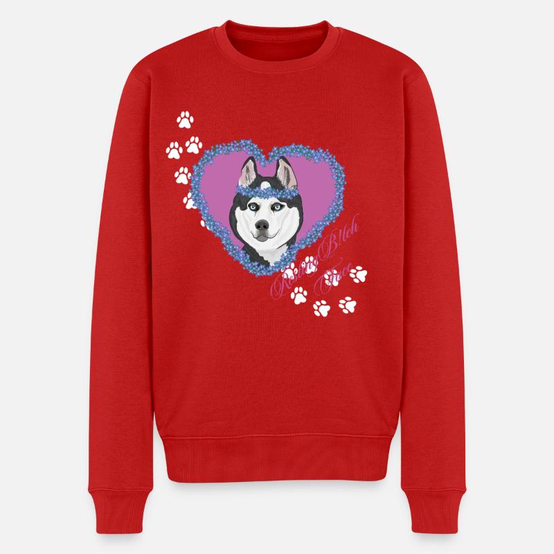 Ruhende B!tch Gesicht Husky - Männer Premium Bio Pullover - Rot