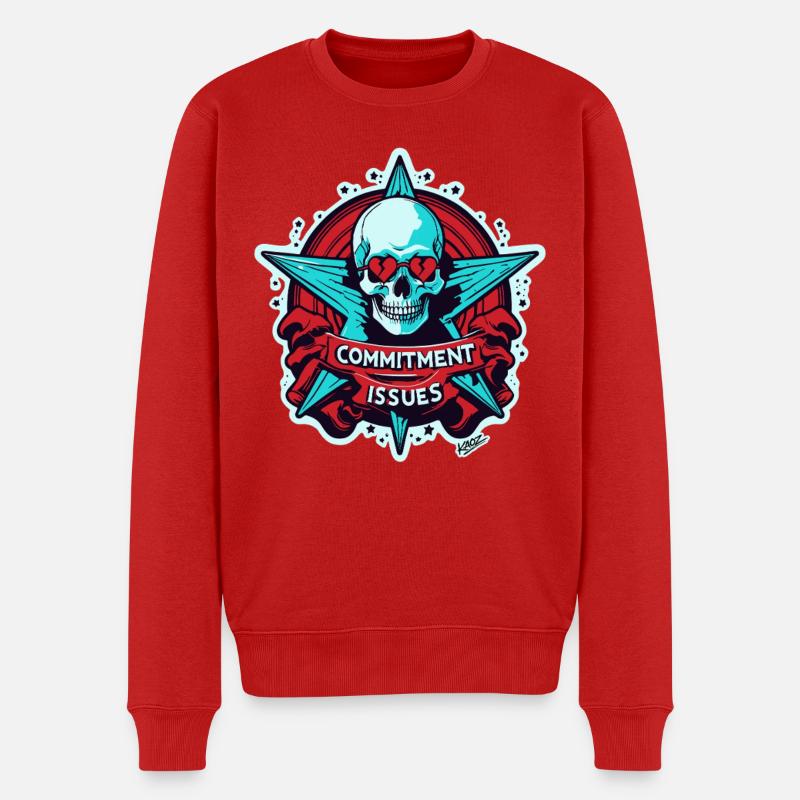 Commitment Issues Skull Badge - Men's Premium Organic Jumper - red