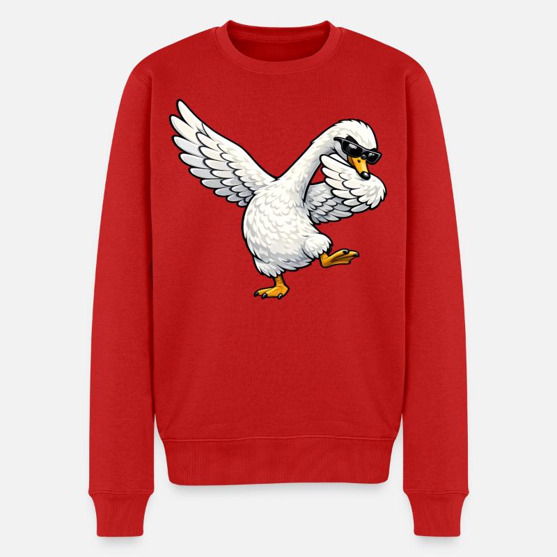 Dabbing Schwan - Männer Premium Bio Pullover - Rot