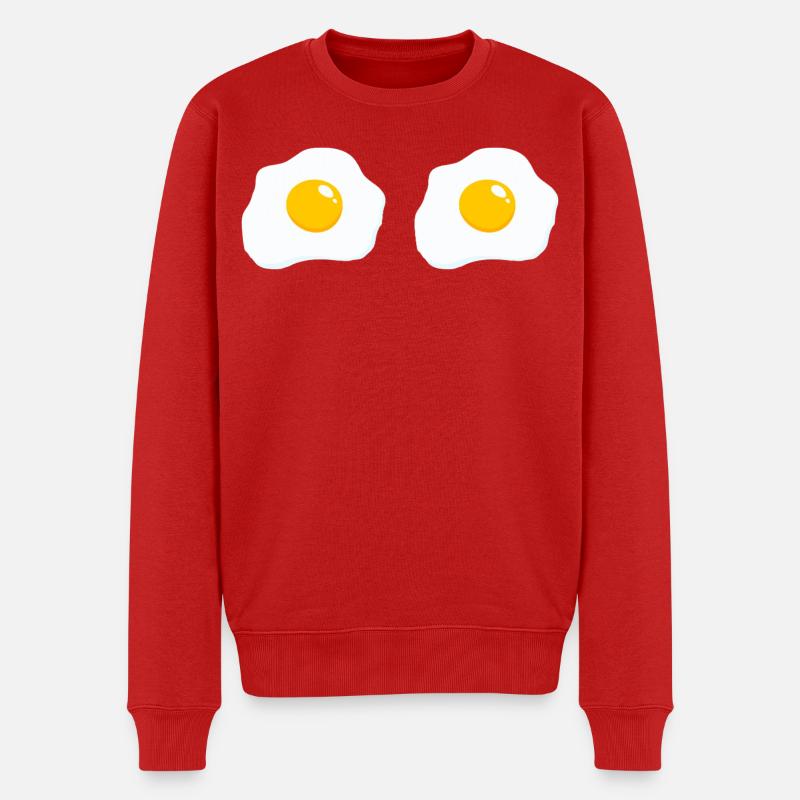 Doppelspiegelei Cartoon - Männer Premium Bio Pullover - Rot