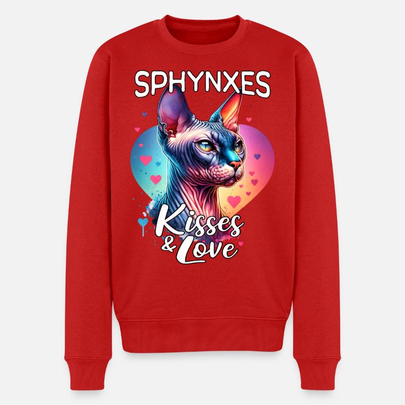Sphynxkatze Liebe - Männer Premium Bio Pullover - Rot