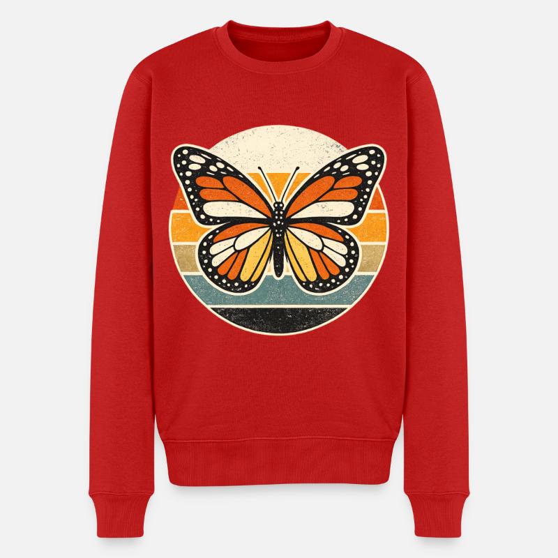 Butterfly Retro Sunset - Männer Premium Bio Pullover - Rot