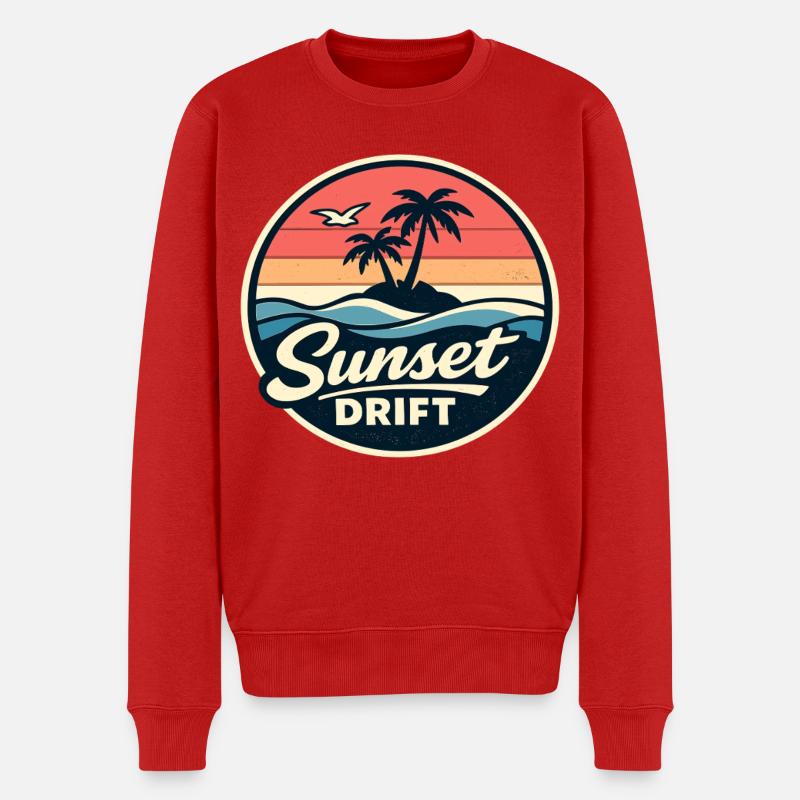 Sunset Drift - Männer Premium Bio Pullover - Rot